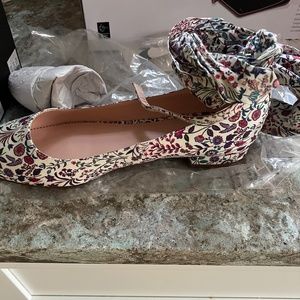 Sally ballet flat in “poppy liberty” with ankle tie